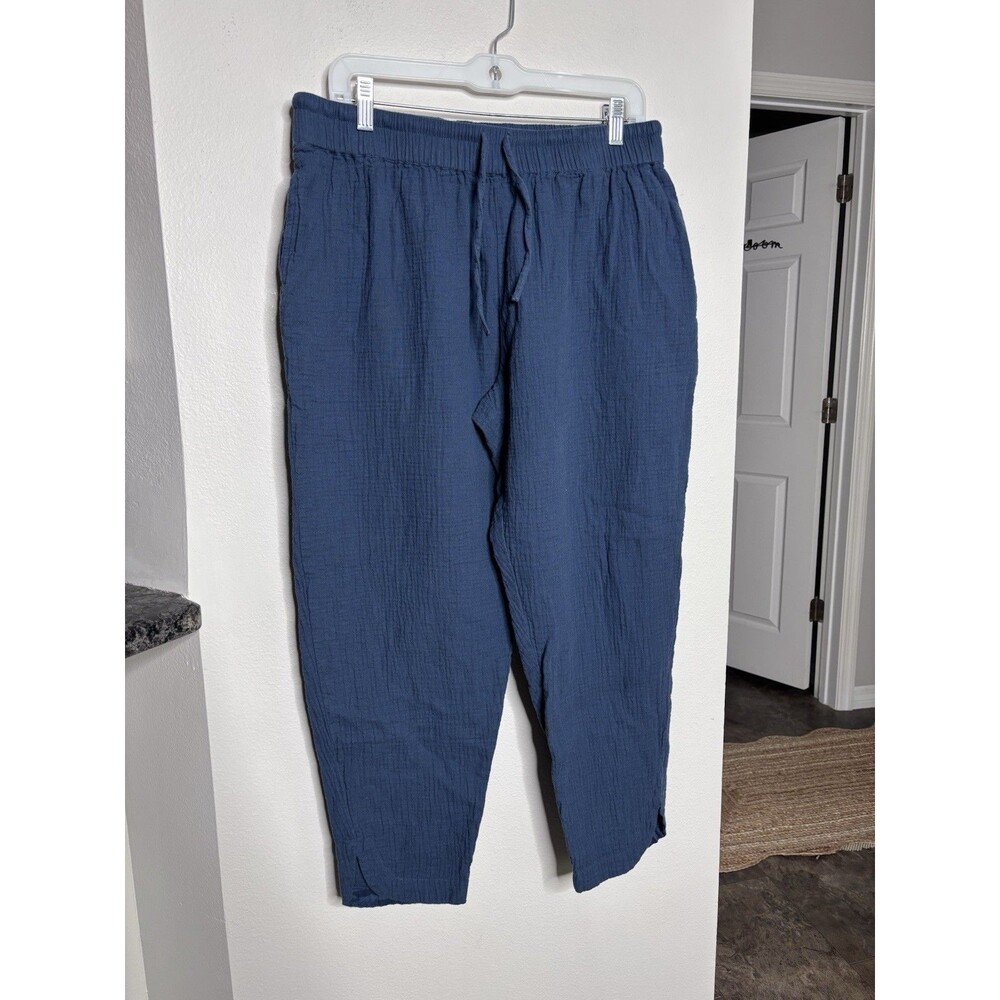 Pact Women's Coastal Double Gauze Tapered Pull-On Pants Lrg  French Navy